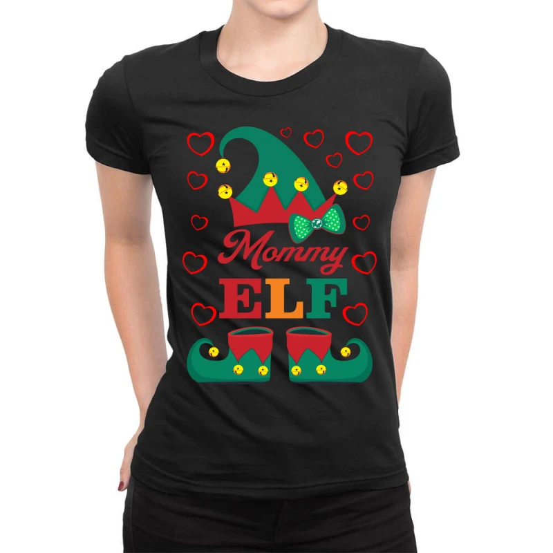 Elf Mommy Elf Christmas Ladies Fitted T-Shirt 1 Elf Mommy Elf Christmas Ladies Fitted T-Shirt