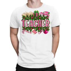 Pink Christmas Teacher T-Shirt