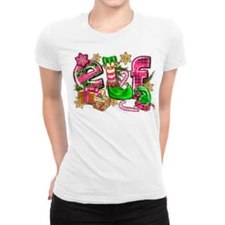Pink Christmas Elf Ladies Fitted T-Shirt