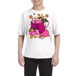 Pink Christmas Coffee Drink Youth Tee