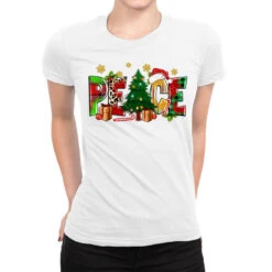 Peace Christmas Ladies Fitted T-Shirt