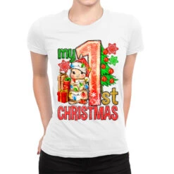 My First Christmas Rabbit Ladies Fitted T-Shirt