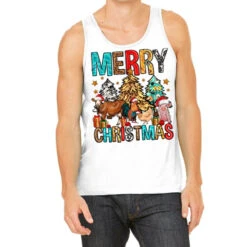Merry Christmas Trees Farm Animals Tank Top