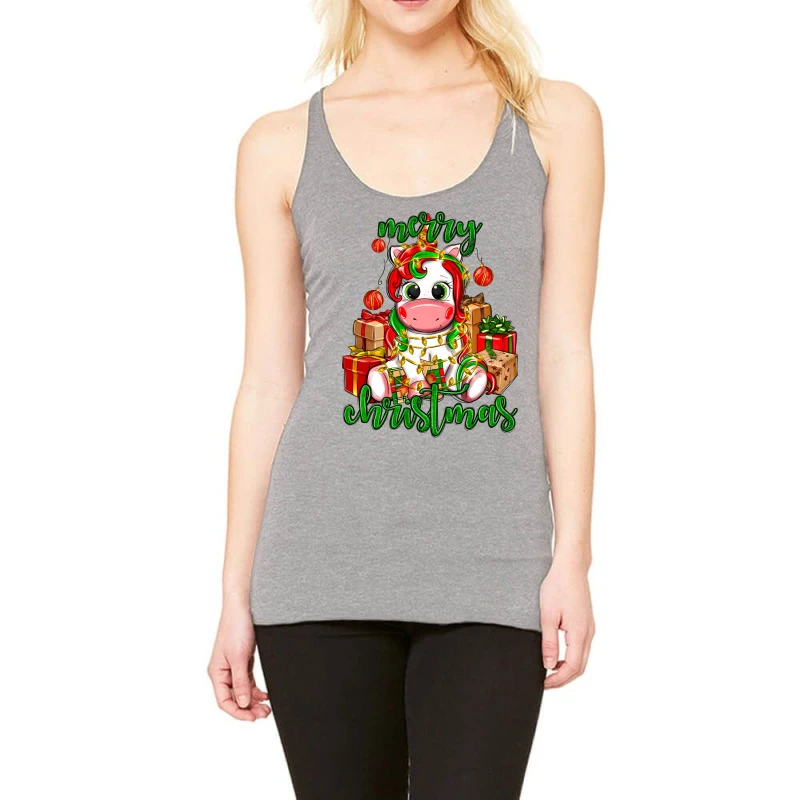 Merry Christmas Unicorn Racerback Tank 1 Merry Christmas Unicorn Racerback Tank