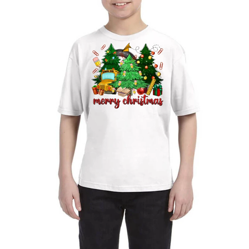 Merry Christmas School Bus Christmas Trees Youth Tee 1 Merry Christmas School Bus Christmas Trees Youth Tee