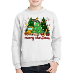 Merry Christmas School Bus Christmas Trees Youth Sweatshirt