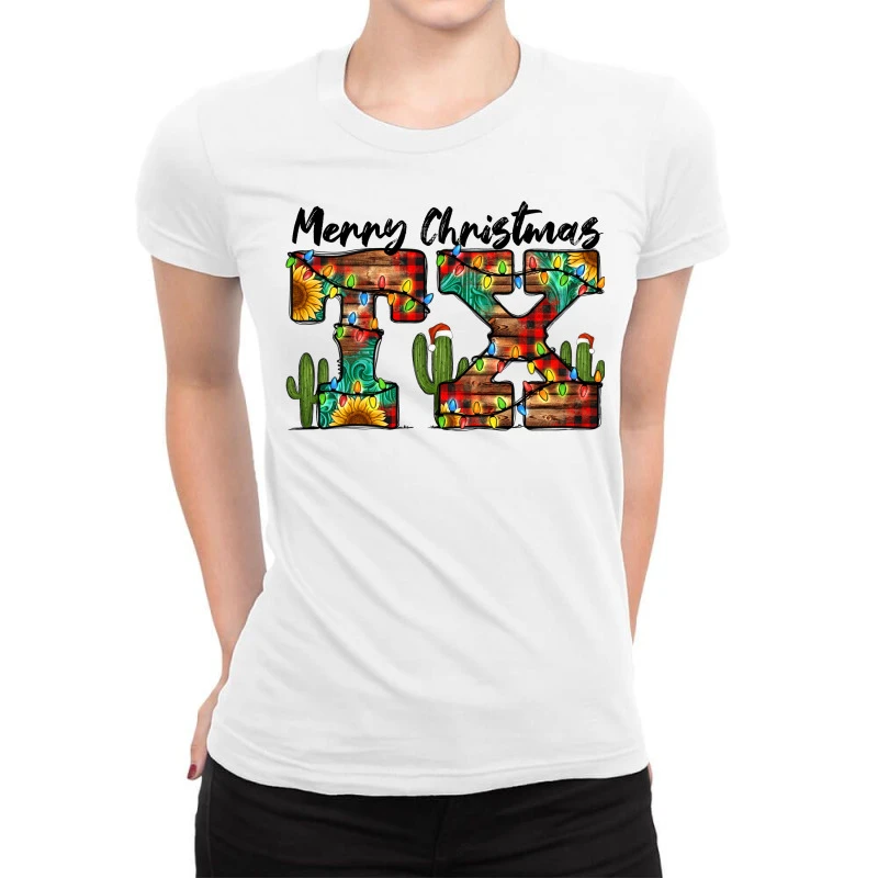Merry Christmas Texas TX Ladies Fitted T-Shirt 1 Merry Christmas Texas TX Ladies Fitted T-Shirt