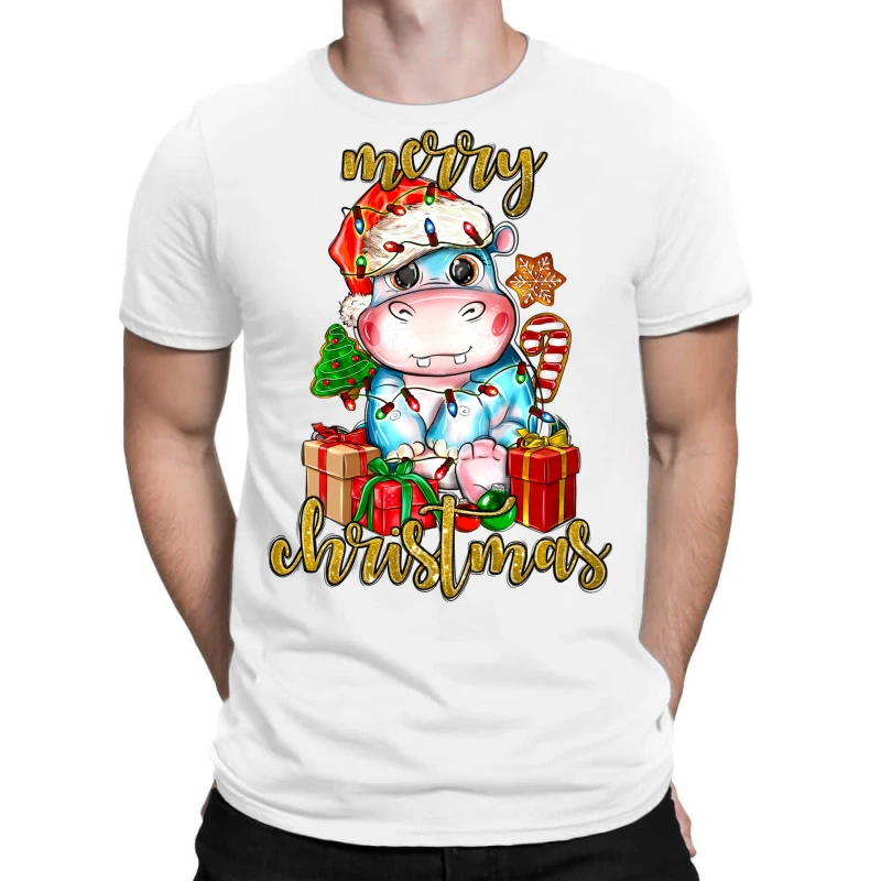 Merry Christmas Hippopotamus T-Shirt 1 Merry Christmas Hippopotamus T-Shirt