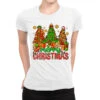 Merry Christmas And Christmas Trees Ladies Fitted T-Shirt