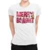 Merry And Bright Pink Christmas Ladies Fitted T-Shirt
