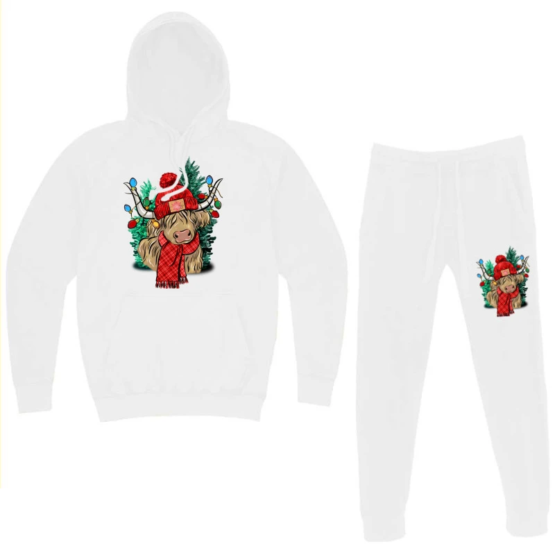 Red Christmas Long Haired Cow Hoodie & Jogger Set 3 Red Christmas Long Haired Cow Hoodie & Jogger Set - Image 3