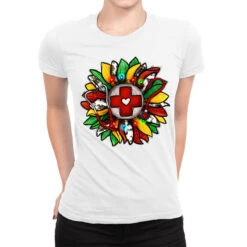 Christmas Nurse Sunflower Ladies Fitted T-Shirt