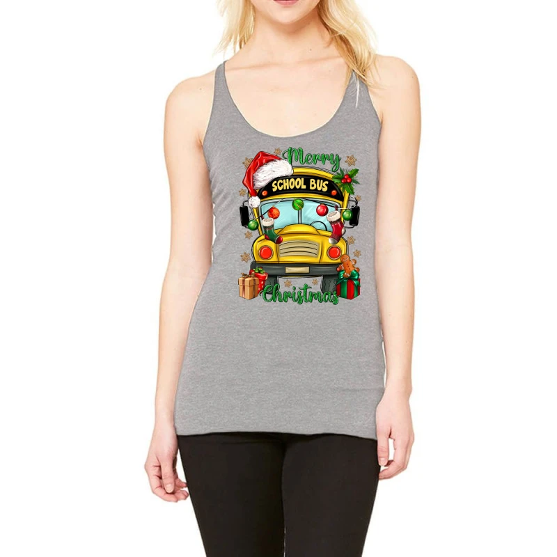 Merry Christmas School Bus And Gift Boxes Racerback Tank 1 Merry Christmas School Bus And Gift Boxes Racerback Tank