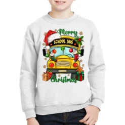 Merry Christmas School Bus And Gift Boxes Youth Sweatshirt