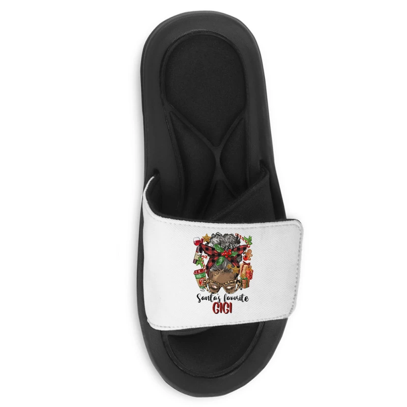 Afro Messy Bun Christmas Gigi Slide Sandal 3 Afro Messy Bun Christmas Gigi Slide Sandal - Image 3