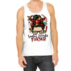 Messy Bun Christmas Teacher Tank Top