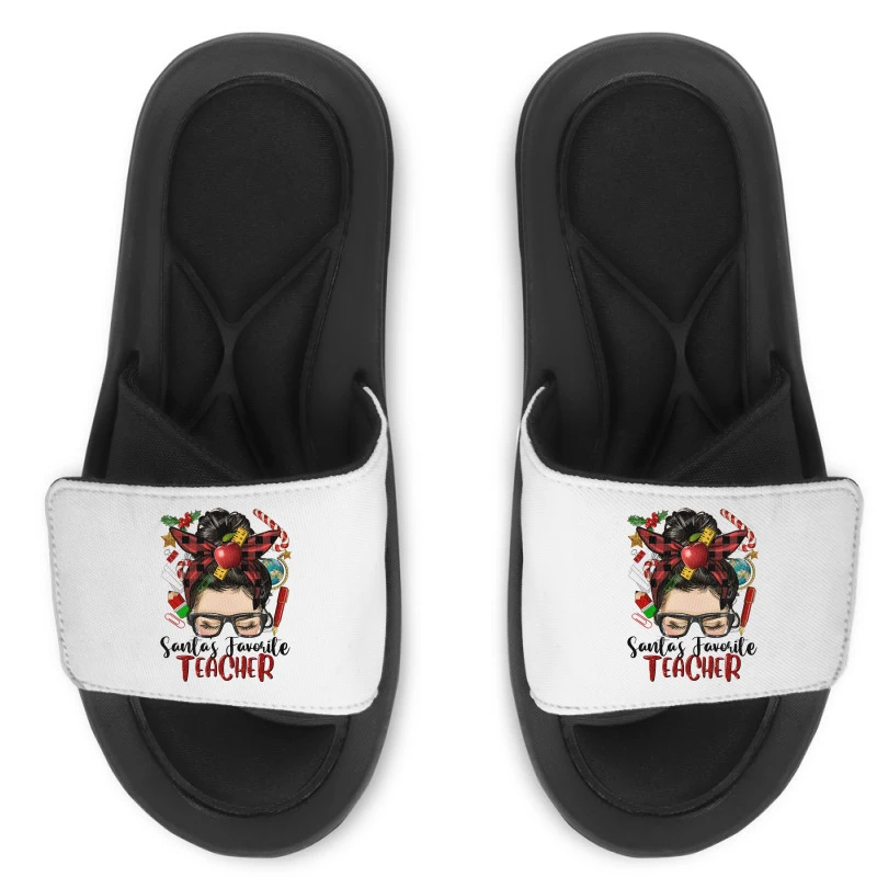 Messy Bun Christmas Teacher Slide Sandal 1 Messy Bun Christmas Teacher Slide Sandal