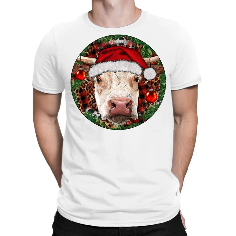 Hereford Cow Christmas T-Shirt 1 Hereford Cow Christmas T-Shirt