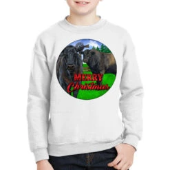 Black Angus Cattle And Bull Merry Christmas Youth Sweatshirt