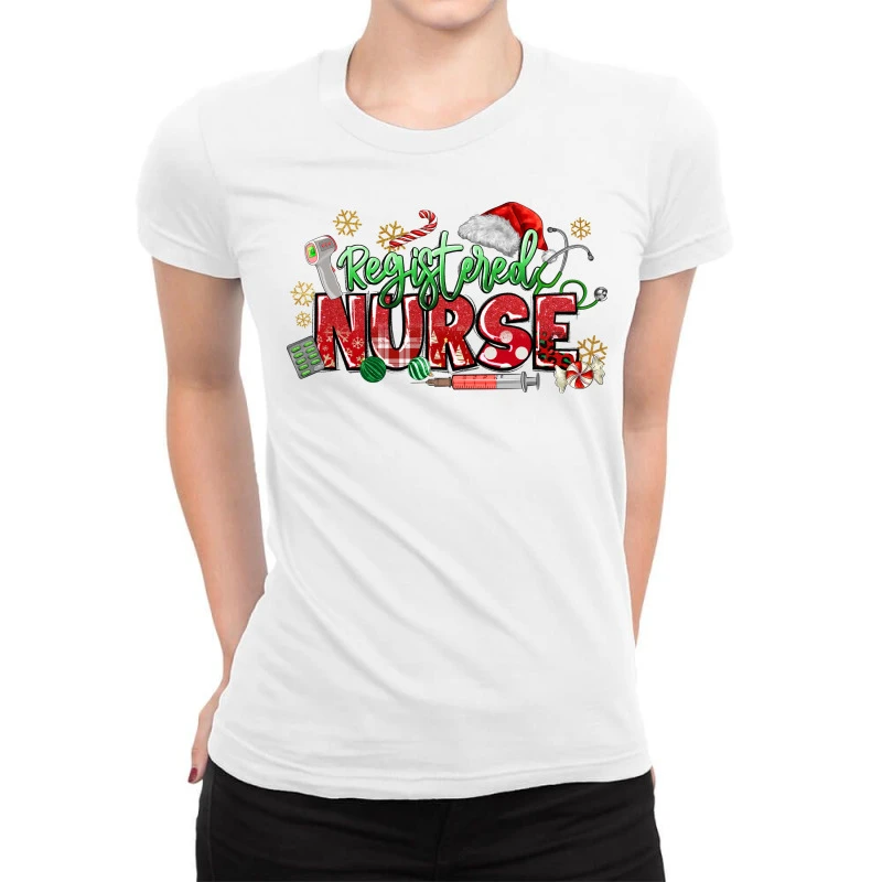 Registered Nurse Christmas Ladies Fitted T-Shirt 1 Registered Nurse Christmas Ladies Fitted T-Shirt