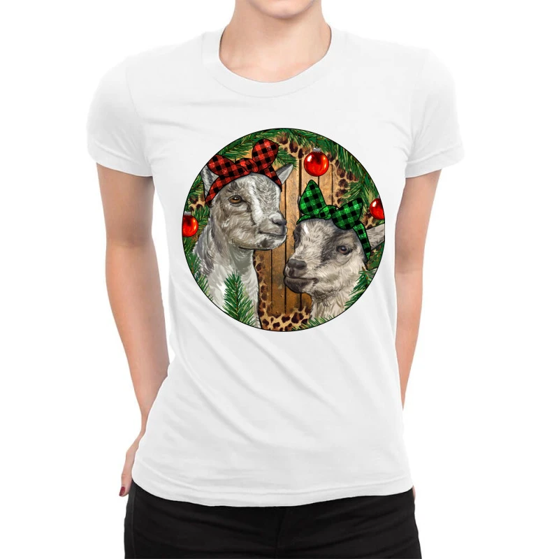 Baby Goats Christmas Ladies Fitted T-Shirt 1 Baby Goats Christmas Ladies Fitted T-Shirt