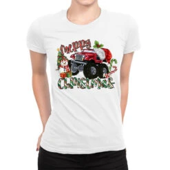 Merry Christmas Monster Truck Ladies Fitted T-Shirt