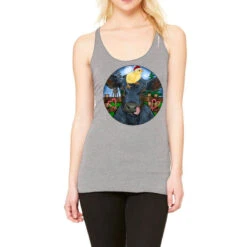 Black Angus Cattle With Santa Chick Christmas Racerback Tank