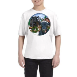 Black Angus Cattle And Calf Christmas Youth Tee