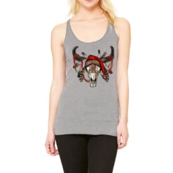 Western Christmas Bull Skull Racerback Tank