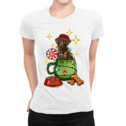 Christmas Coffee Cup With Labrador Ladies Fitted T-Shirt