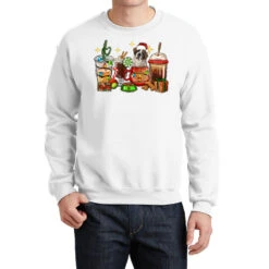 Christmas Coffee Cups With Saint Bernard Crewneck Sweatshirt