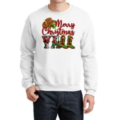 Merry Christmas Y'all Cowboy Crewneck Sweatshirt