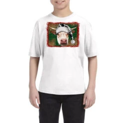 Merry Christmas Hereford Cow With Background Youth Tee