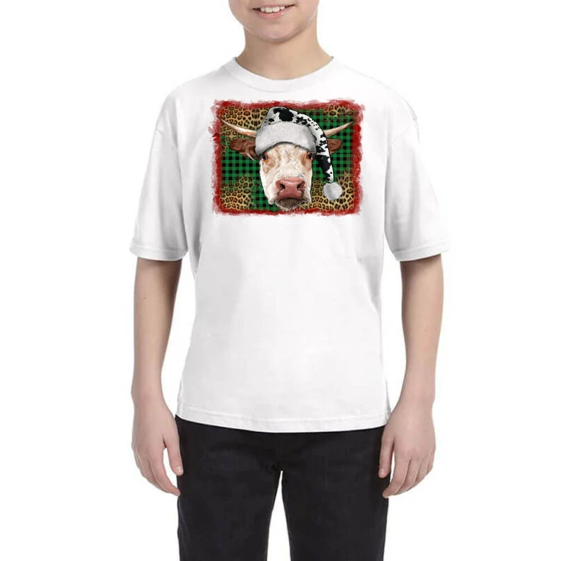 Merry Christmas Hereford Cow With Background Youth Tee 1 Merry Christmas Hereford Cow With Background Youth Tee