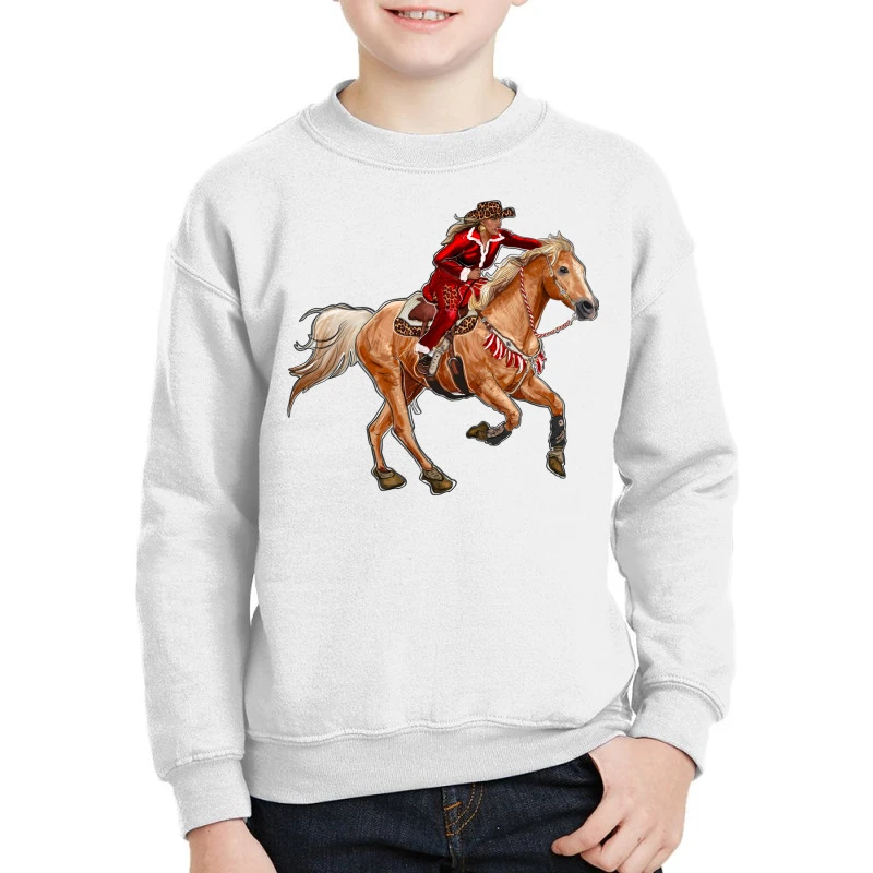Western Christmas Cowgirl On The Horse Youth Sweatshirt 1 Western Christmas Cowgirl On The Horse Youth Sweatshirt