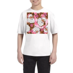 Pink Christmas Santa Claus Seamless Digital Paper Youth Tee