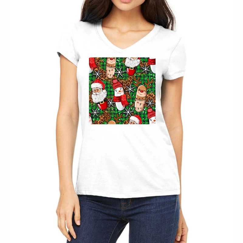 Pharmacy Christmas Seamless Digital Paper Women's V-Neck T-Shirt 1 Pharmacy Christmas Seamless Digital Paper Women's V-Neck T-Shirt