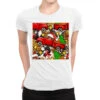 Christmas Truck Seamless Digital Paper Ladies Fitted T-Shirt