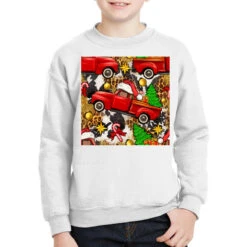 Christmas Truck Seamless Digital Paper Youth Sweatshirt