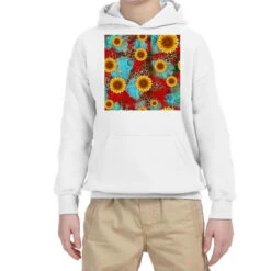 Christmas Sunflower Seamless Digital Paper Youth Hoodie