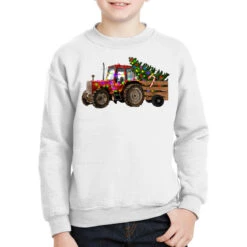 Christmas Farm Tractor Youth Sweatshirt