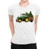 Green Christmas Tractor Ladies Fitted T-Shirt