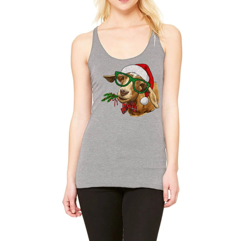 Christmas Glasses Goat Racerback Tank 1 Christmas Glasses Goat Racerback Tank