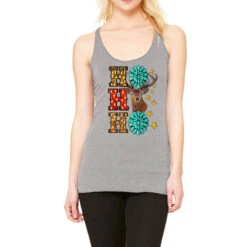 Gemstone And Reindeer Christmas Ho Ho Ho Racerback Tank