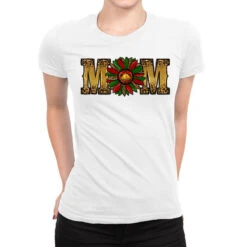 Christmas Sunflower Mom Ladies Fitted T-Shirt