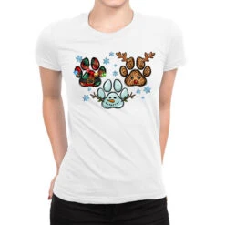 Christmas Paws Ladies Fitted T-Shirt