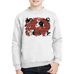 Christmas Plaid Cowhide Pattern Background Youth Sweatshirt