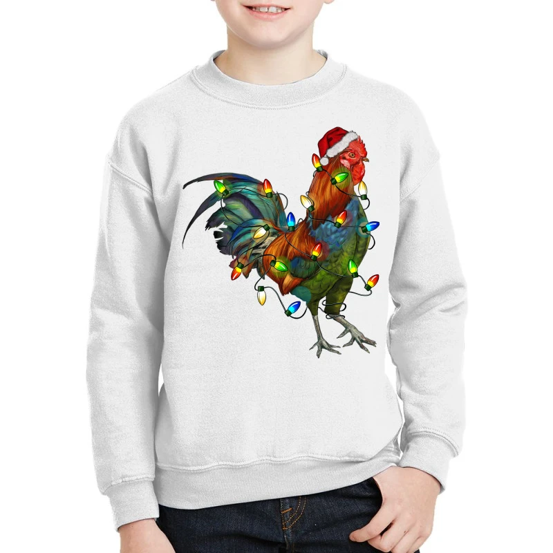 Christmas Lights Rooster Youth Sweatshirt 1 Christmas Lights Rooster Youth Sweatshirt