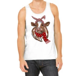 Christmas Heifer With Scarf Tank Top