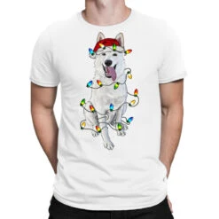 Christmas White Shepherd With Christmas Lights T-Shirt
